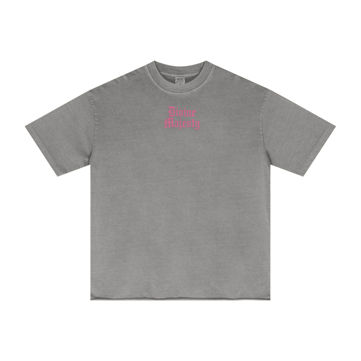275GSM Women's Double-Yarn Raw-Edge Pigment-Wash T-Shirt Light grey
