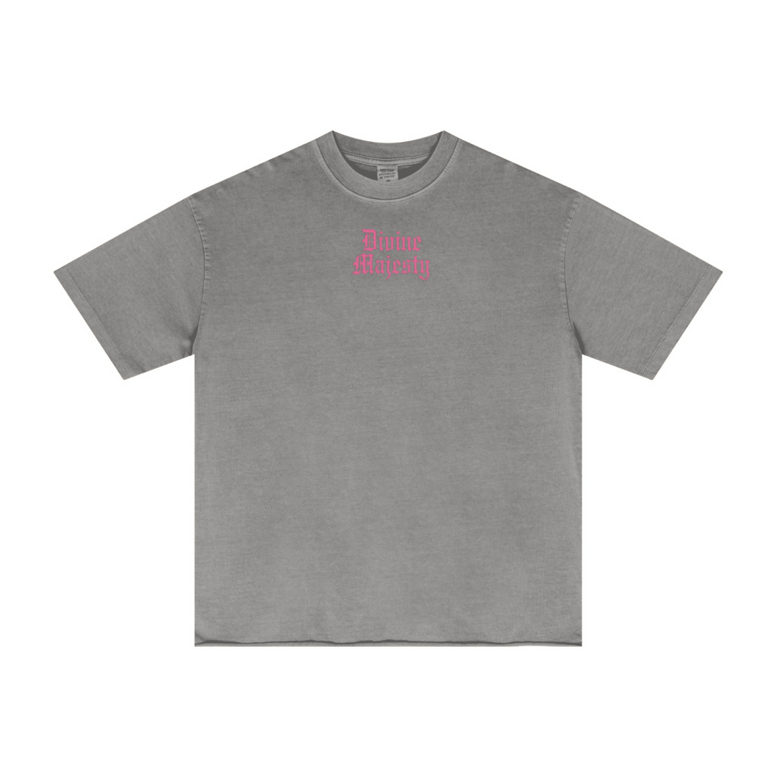 275GSM Women's Double-Yarn Raw-Edge Pigment-Wash T-Shirt Light grey