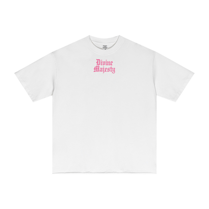 275GSM Women's Double-Yarn Raw-Edge Pigment-Wash T-Shirt White