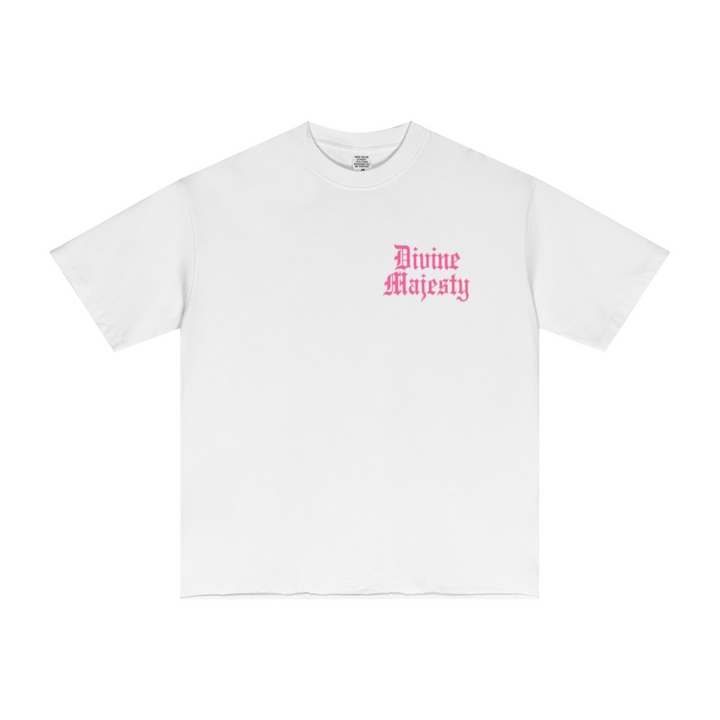 275GSM Women's Double-Yarn Raw-Edge Pigment-Wash T-Shirt White