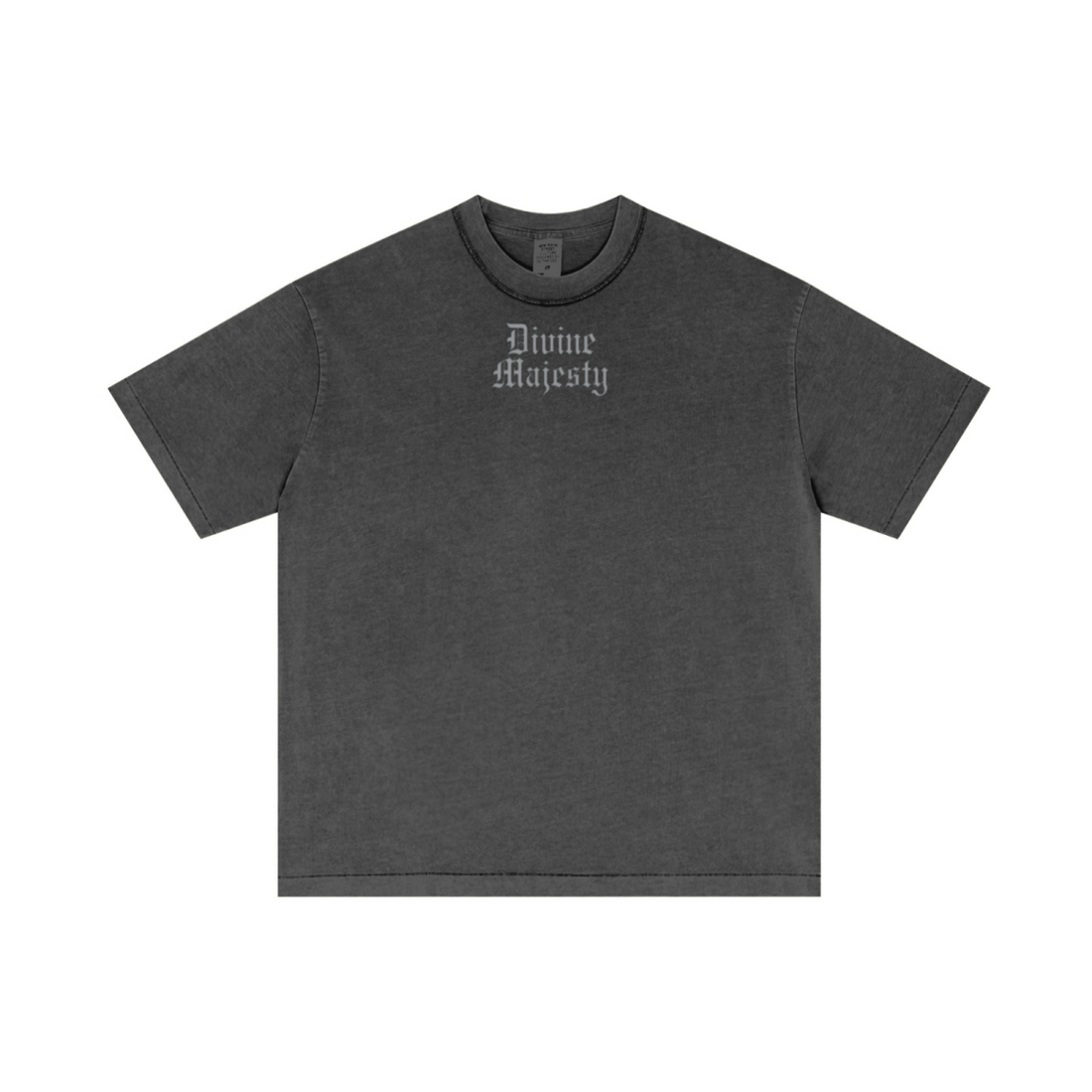 275GSM Unisex Double-Yarn 100% Cotton Plain-Wash T-shirt Dark Grey