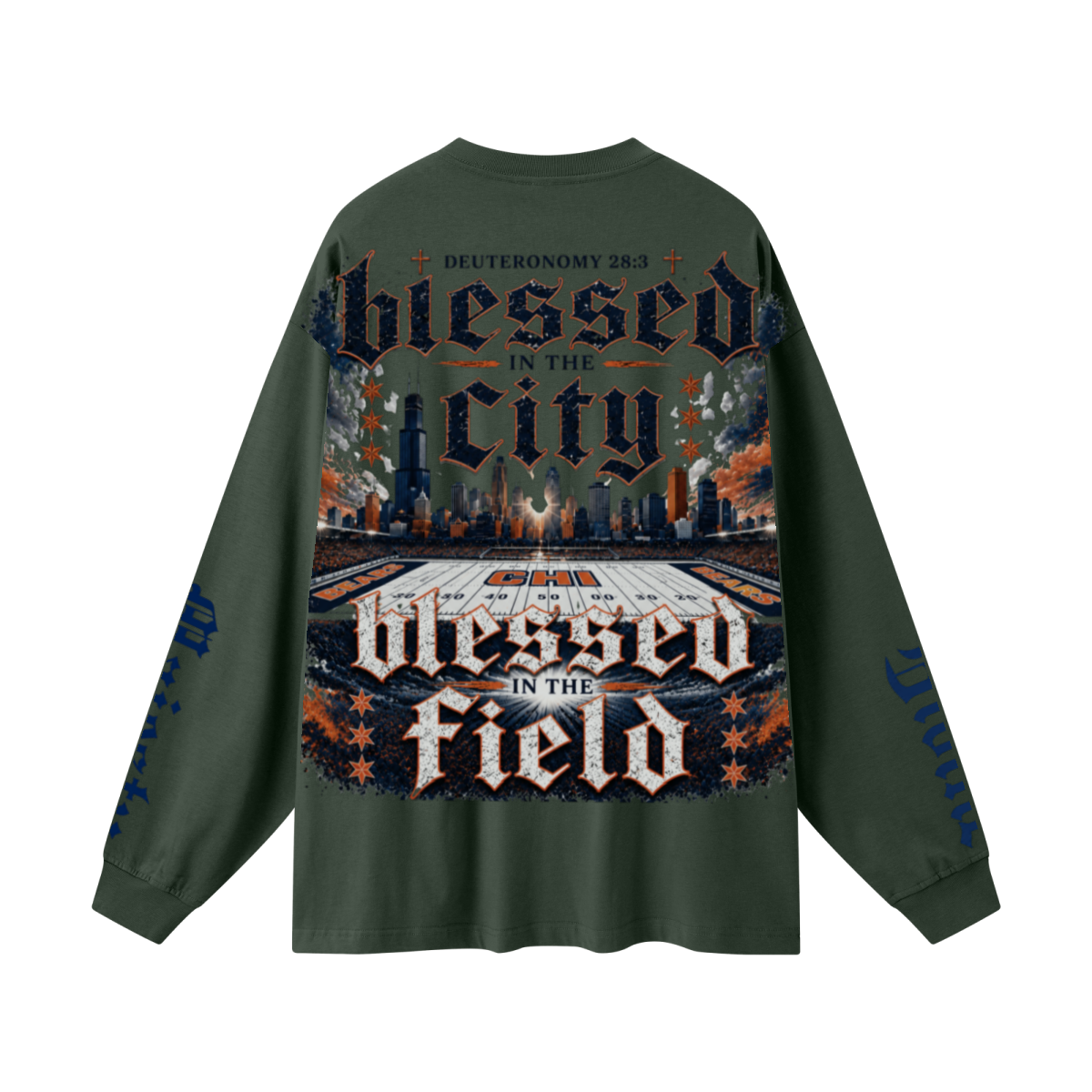 305GSM Unisex Premium Heavyweight Double-Yarn Plain Fabric Earth-Tone Basic Layering Long sleeve Dark Green