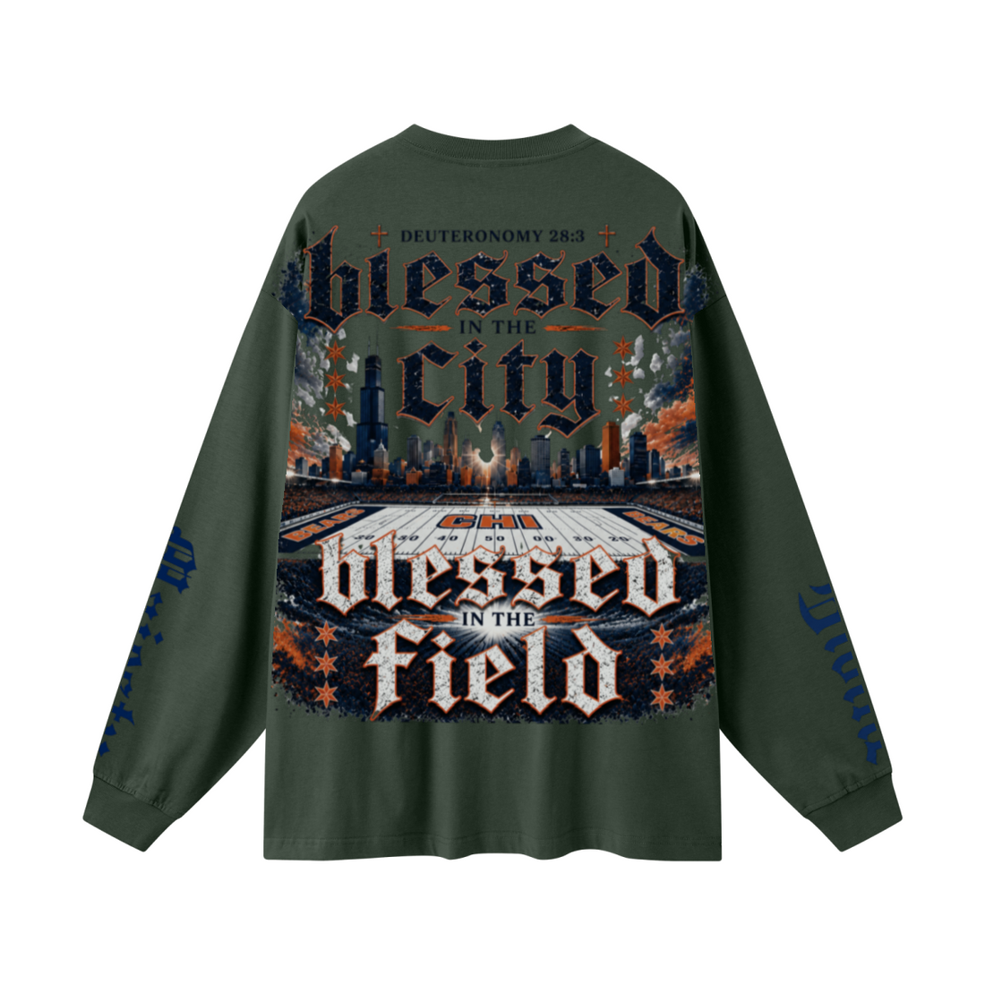 305GSM Unisex Premium Heavyweight Double-Yarn Plain Fabric Earth-Tone Basic Layering Long sleeve Dark Green