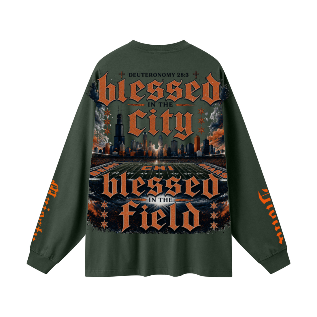 305GSM Unisex Premium Heavyweight Double-Yarn Plain Fabric Earth-Tone Basic Layering Long sleeve Dark Green
