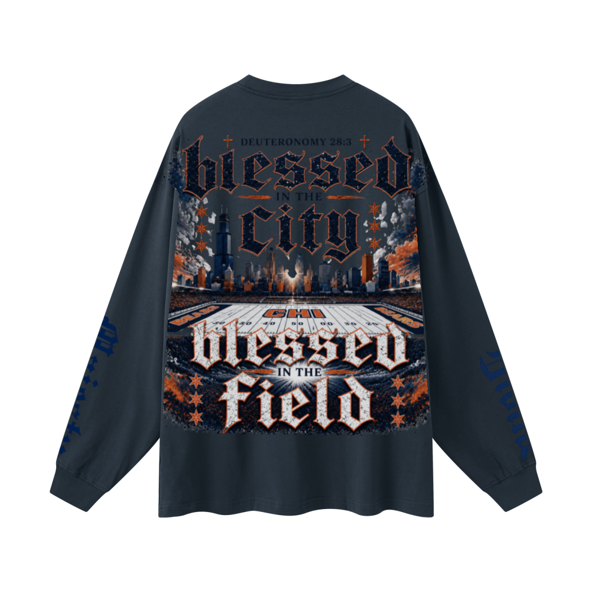 305GSM Unisex Premium Heavyweight Double-Yarn Plain Fabric Earth-Tone Basic Layering Long sleeve Navy Blue