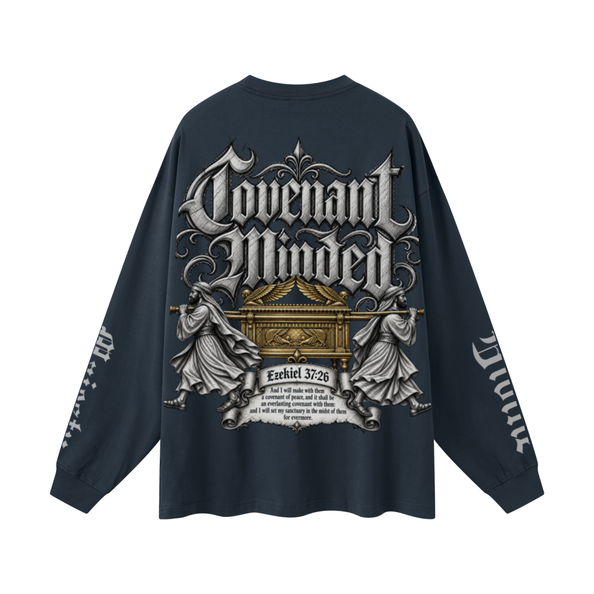 305GSM Unisex Premium Heavyweight Double-Yarn Plain Fabric Earth-Tone Basic Layering Long sleeve Navy Blue