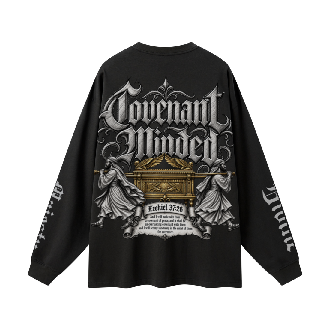 305GSM Unisex Premium Heavyweight Double-Yarn Plain Fabric Earth-Tone Basic Layering Long sleeve Black