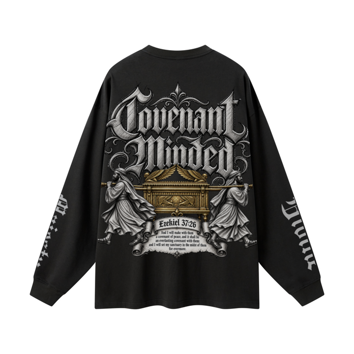305GSM Unisex Premium Heavyweight Double-Yarn Plain Fabric Earth-Tone Basic Layering Long sleeve Black