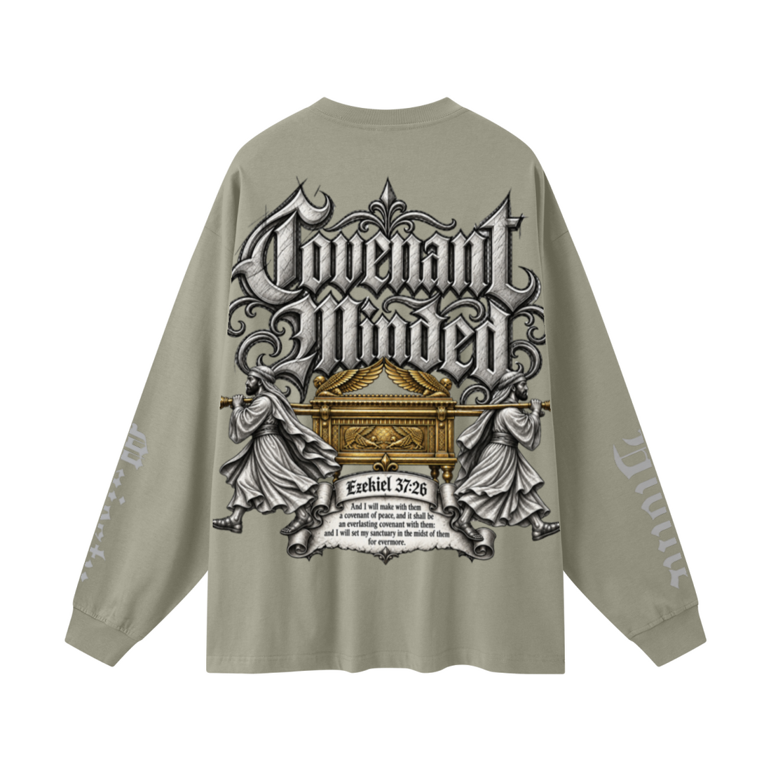 305GSM Unisex Premium Heavyweight Double-Yarn Plain Fabric Earth-Tone Basic Layering Long sleeve Grey Green