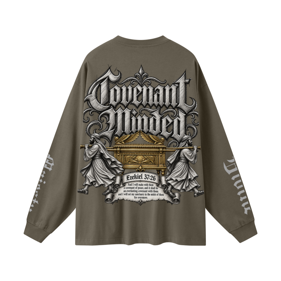 305GSM Unisex Premium Heavyweight Double-Yarn Plain Fabric Earth-Tone Basic Layering Long sleeve Brown
