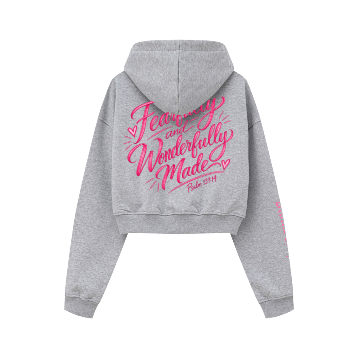 445GSM Women’s Cropped French Terry Hoodie Marled Gray