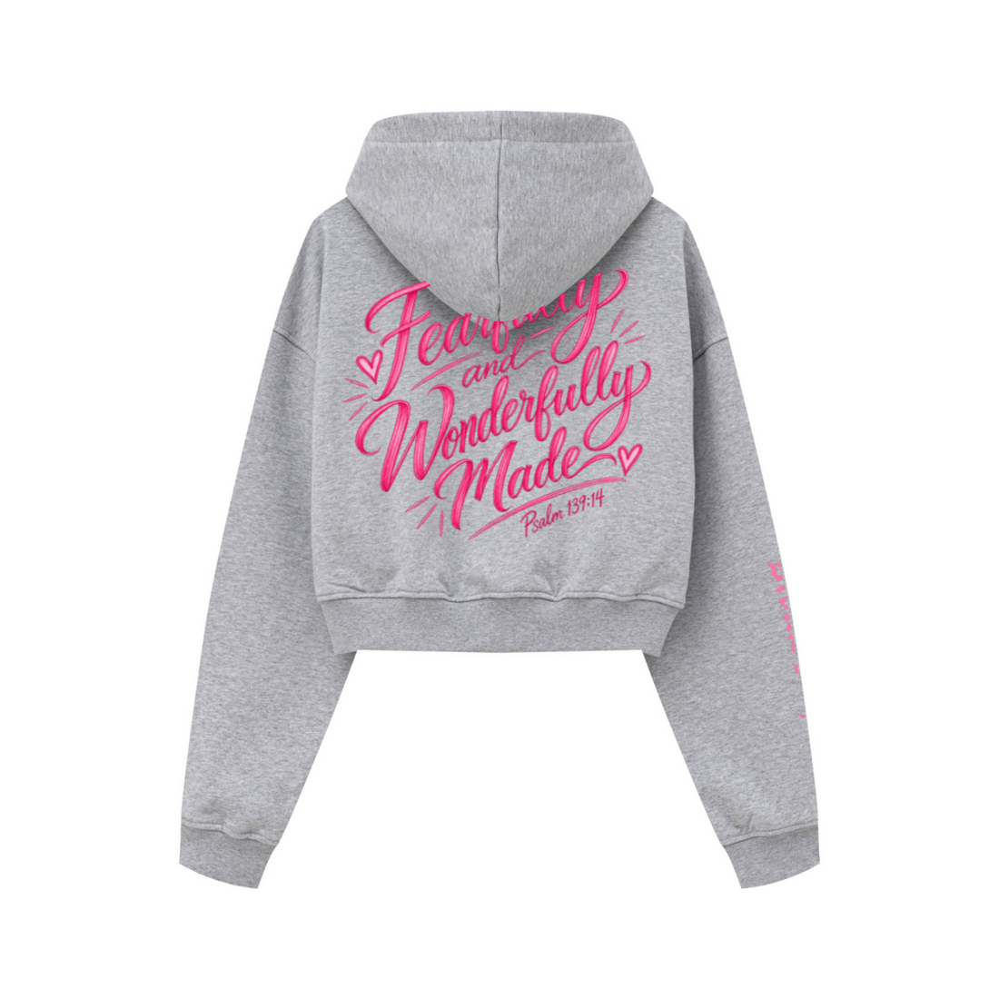 445GSM Women’s Cropped French Terry Hoodie Marled Gray