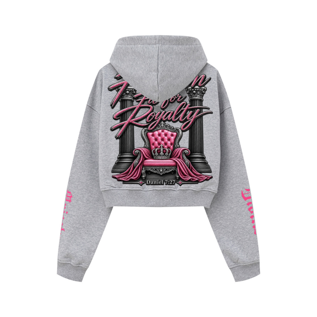 445GSM Women’s Cropped French Terry Hoodie Marled Gray
