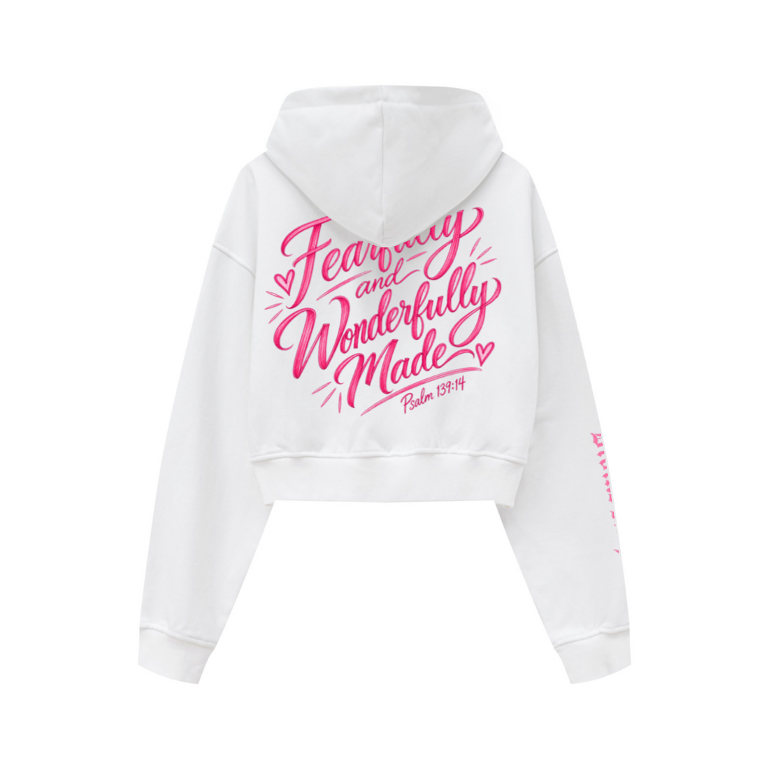 445GSM Women’s Cropped French Terry Hoodie Ivory White