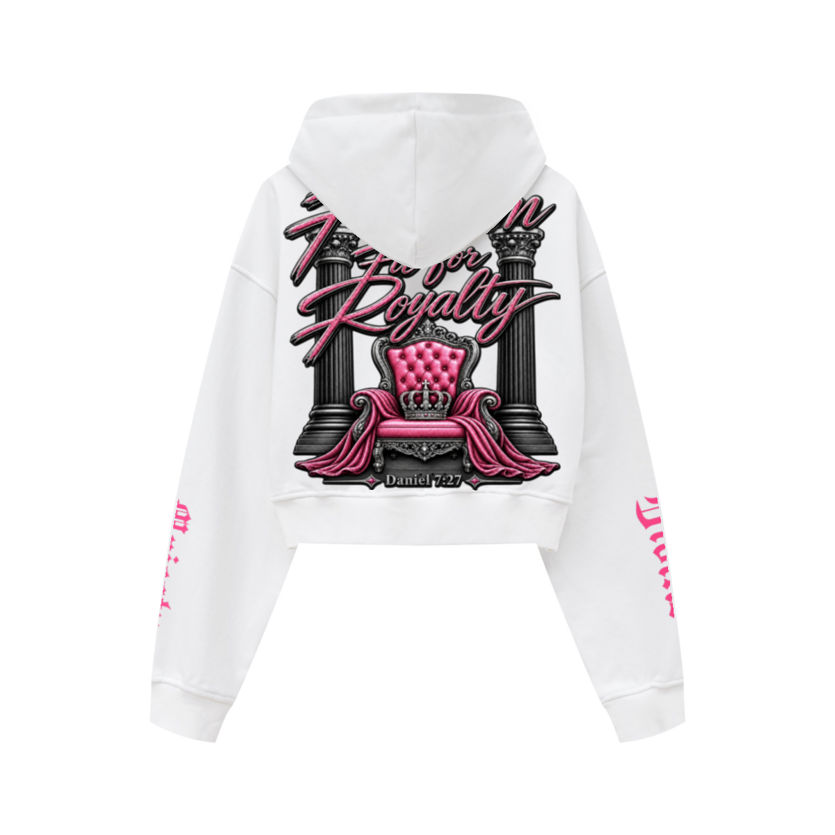 445GSM Women’s Cropped French Terry Hoodie Ivory White
