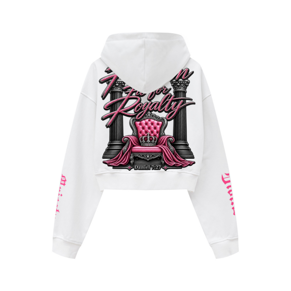445GSM Women’s Cropped French Terry Hoodie Ivory White