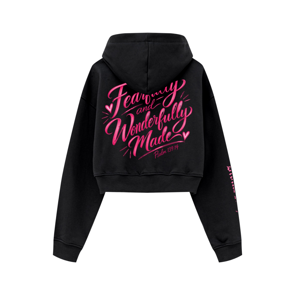 445GSM Women’s Cropped French Terry Hoodie Reactive Black