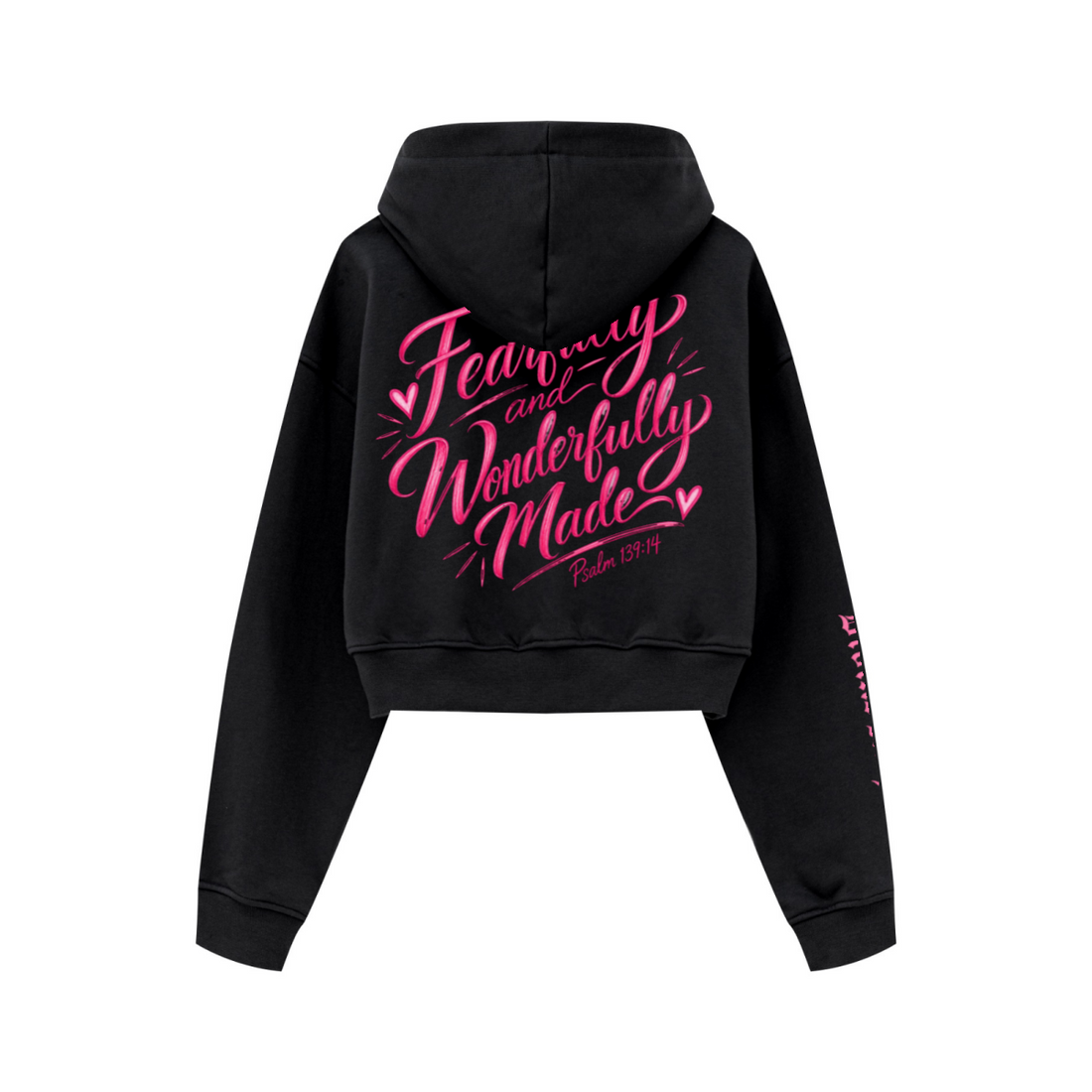 445GSM Women’s Cropped French Terry Hoodie Reactive Black