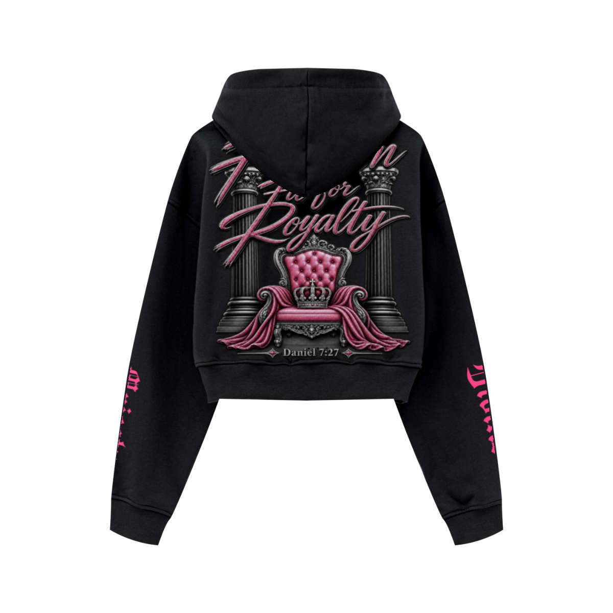 445GSM Women’s Cropped French Terry Hoodie Reactive Black