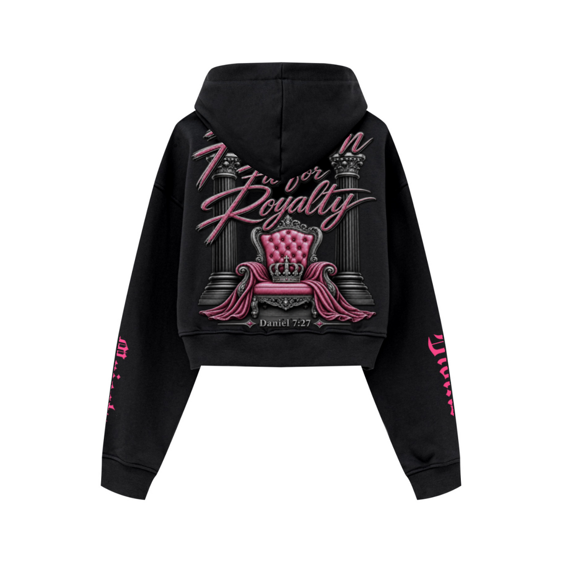 445GSM Women’s Cropped French Terry Hoodie Reactive Black