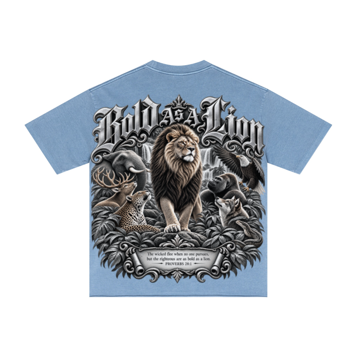 275GSM Men's Double-Yarn Raw-Edge Pigment-Wash T-Shirt Blue
