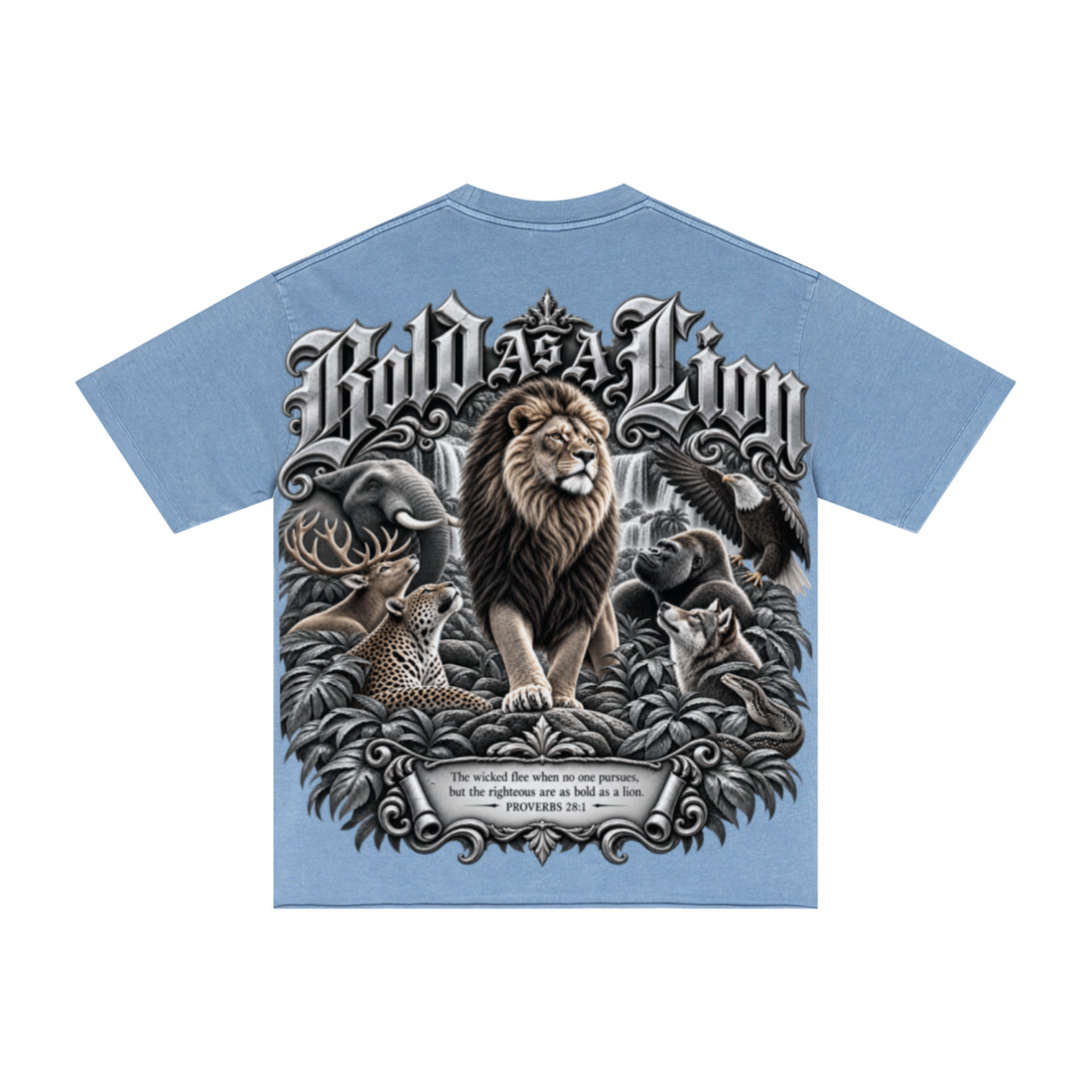 275GSM Men's Double-Yarn Raw-Edge Pigment-Wash T-Shirt Blue