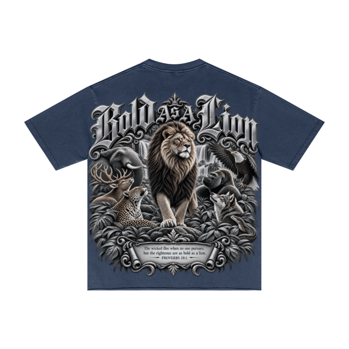275GSM Men's Double-Yarn Raw-Edge Pigment-Wash T-Shirt Dark blue