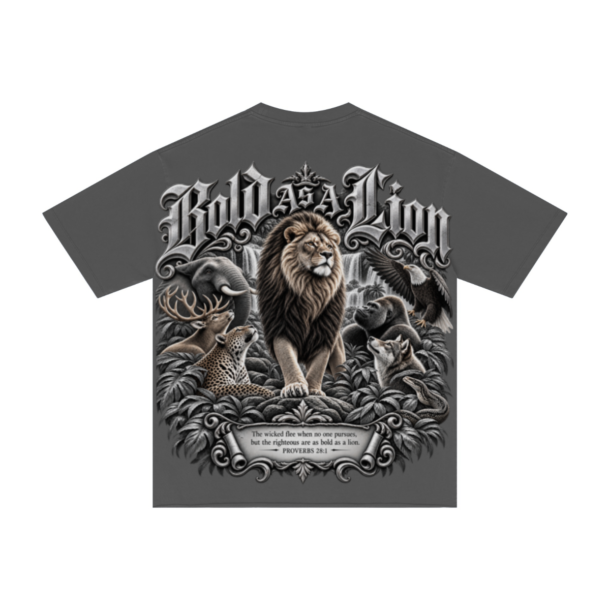 275GSM Men's Double-Yarn Raw-Edge Pigment-Wash T-Shirt Dark grey