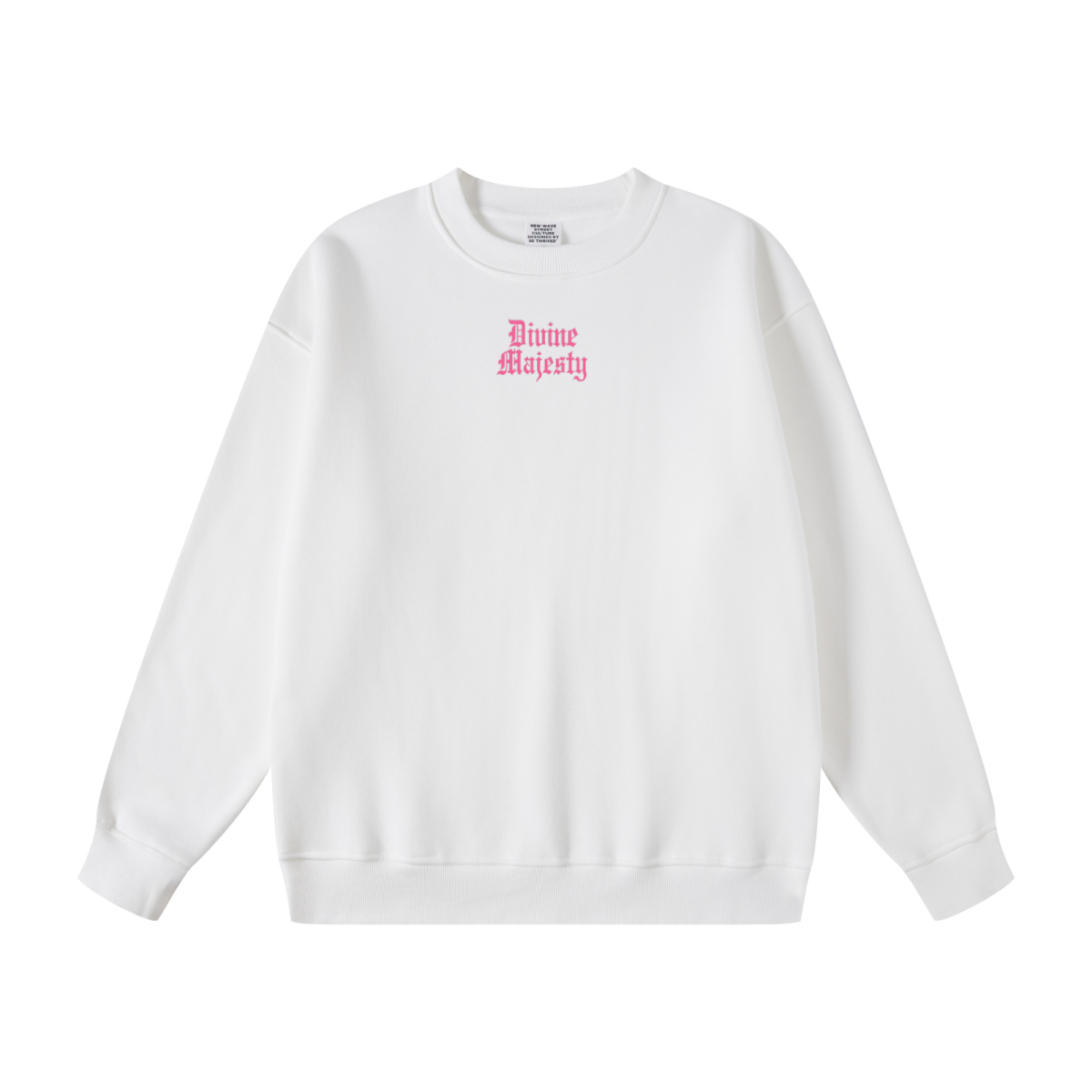 345GSM Women's Fleece-Lined Solid-Color Crewneck Sweatshirt White