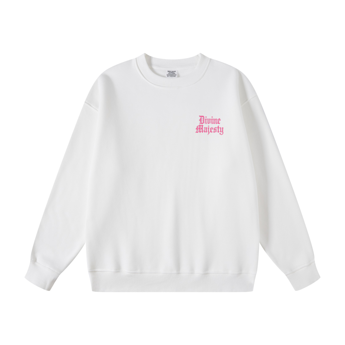 345GSM Women's Fleece-Lined Solid-Color Crewneck Sweatshirt White