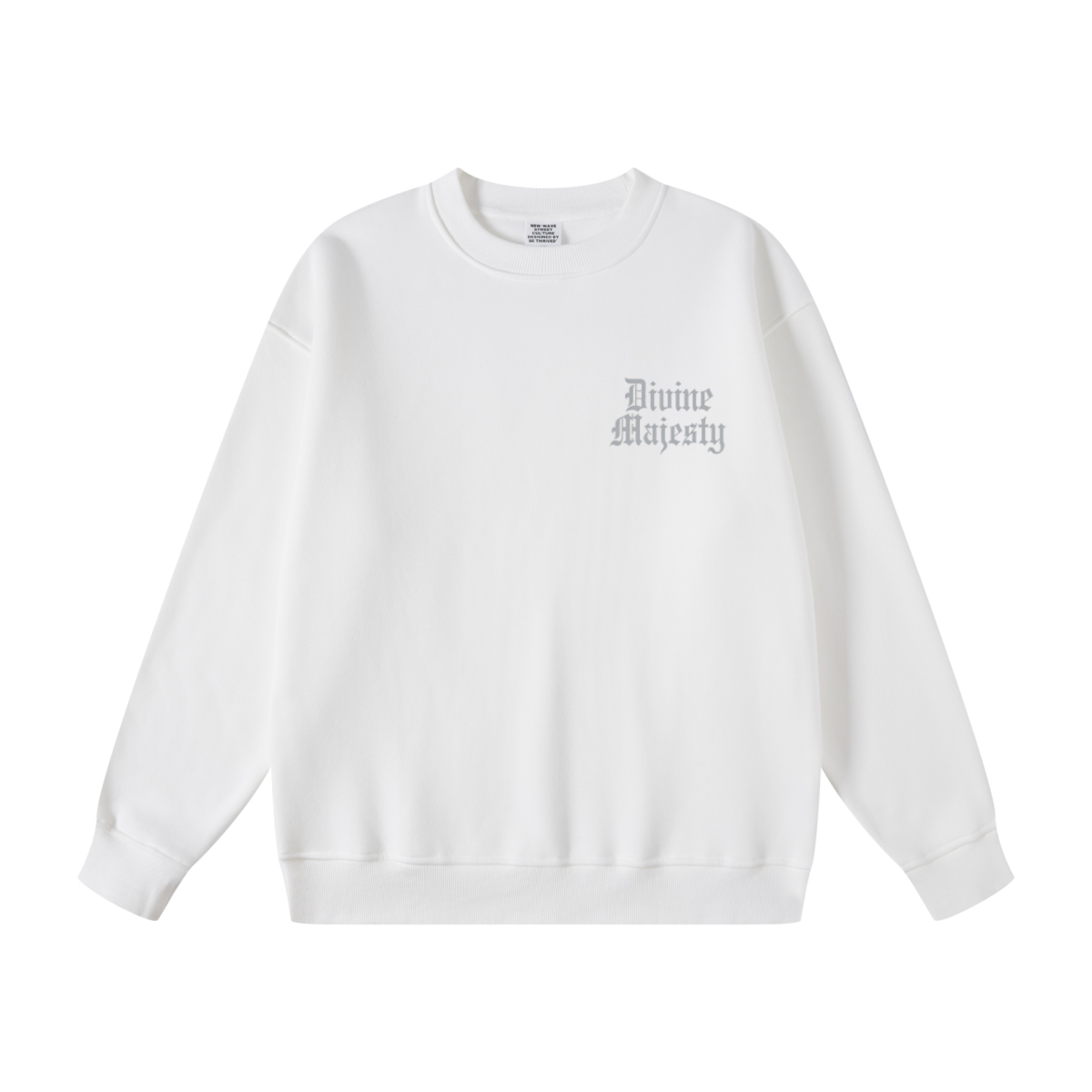 345GSM Women's Fleece-Lined Solid-Color Crewneck Sweatshirt White