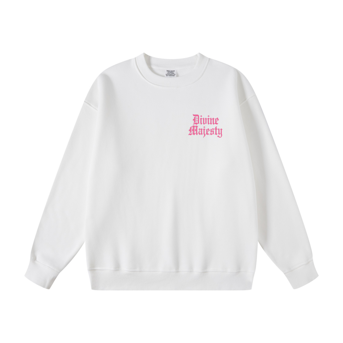345GSM Women's Fleece-Lined Solid-Color Crewneck Sweatshirt White