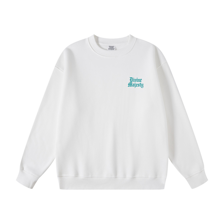 345GSM Women's Fleece-Lined Solid-Color Crewneck Sweatshirt White