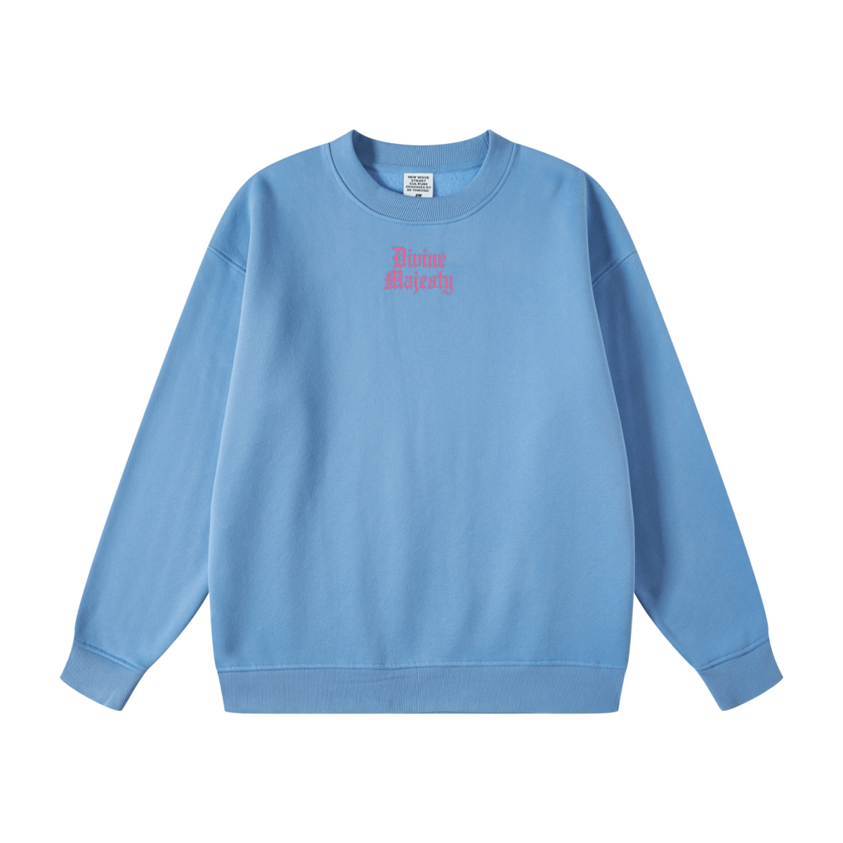 345GSM Women's Fleece-Lined Solid-Color Crewneck Sweatshirt Blue