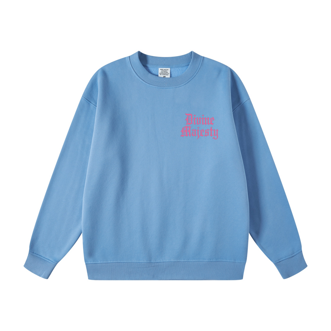 345GSM Women's Fleece-Lined Solid-Color Crewneck Sweatshirt Blue