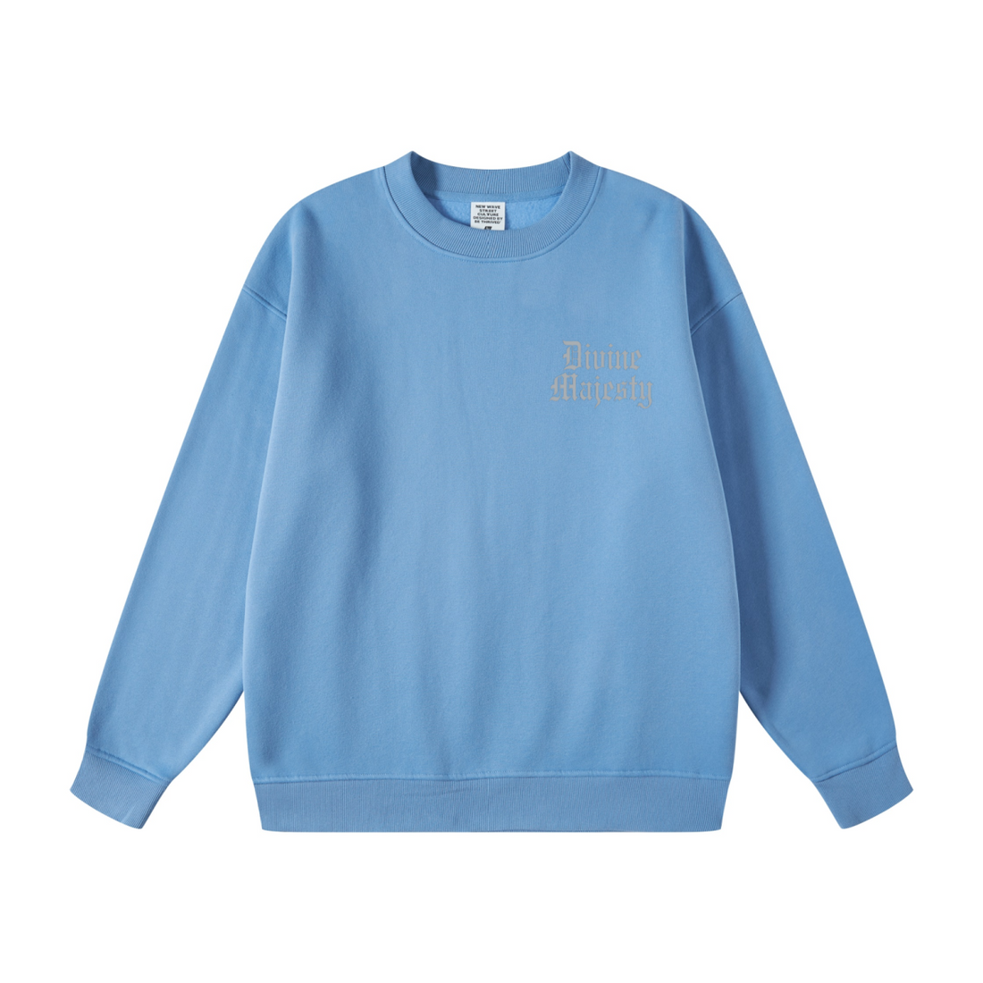 345GSM Women's Fleece-Lined Solid-Color Crewneck Sweatshirt Blue