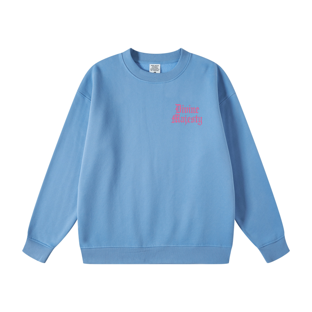 345GSM Women's Fleece-Lined Solid-Color Crewneck Sweatshirt Blue