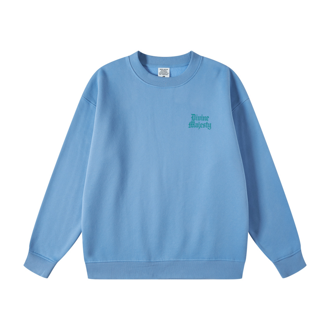 345GSM Women's Fleece-Lined Solid-Color Crewneck Sweatshirt Blue