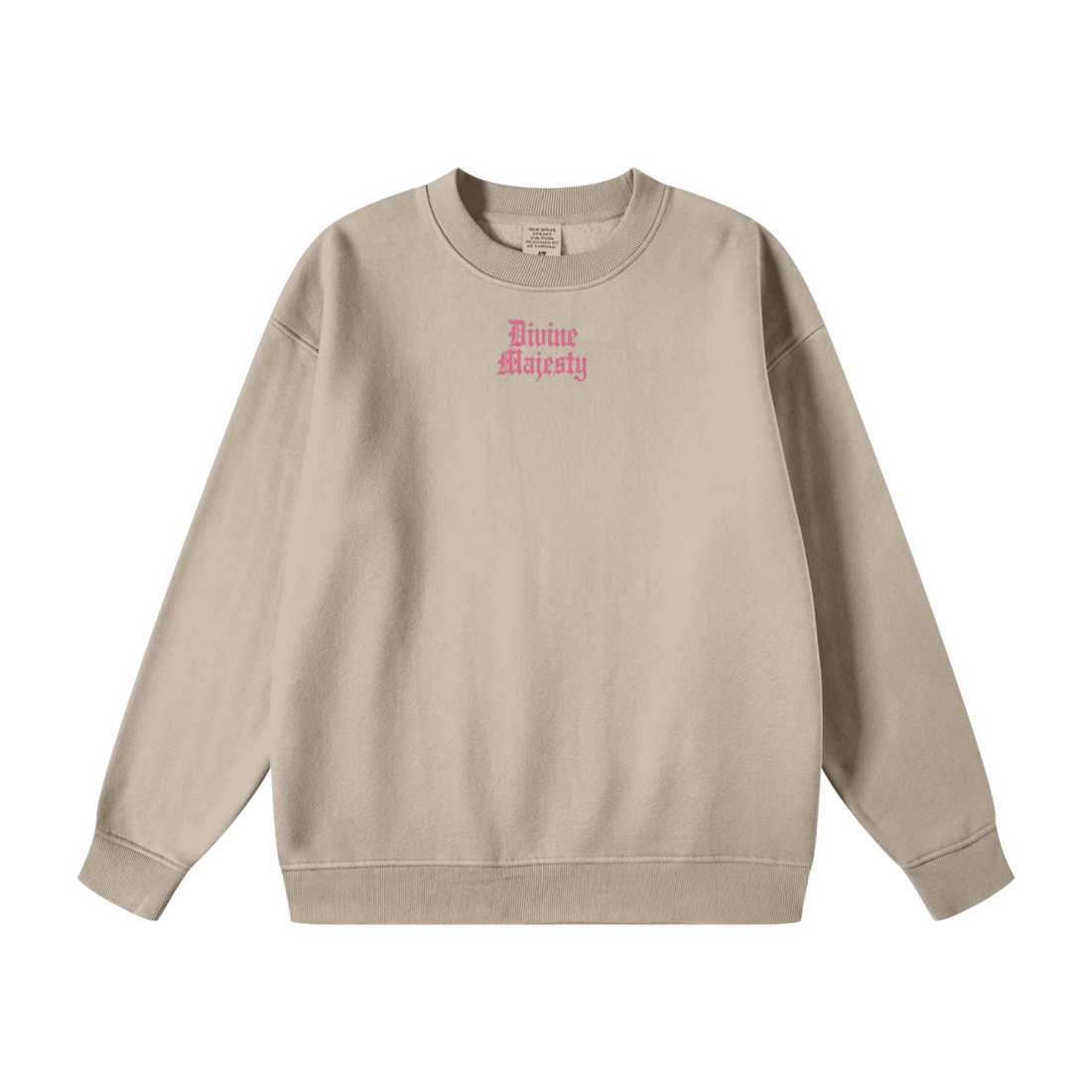 345GSM Women's Fleece-Lined Solid-Color Crewneck Sweatshirt khaki