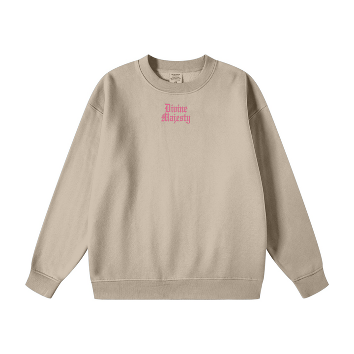 345GSM Women's Fleece-Lined Solid-Color Crewneck Sweatshirt khaki
