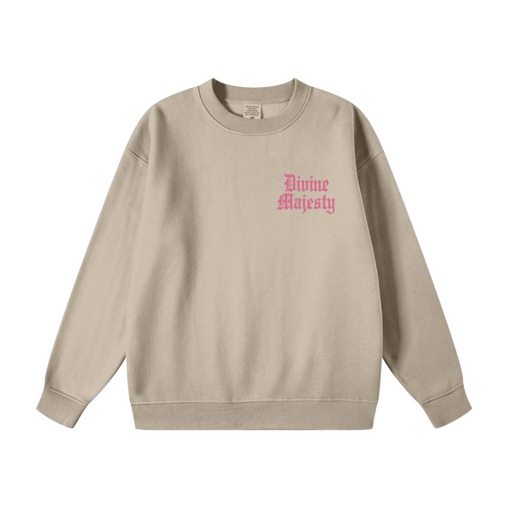 345GSM Women's Fleece-Lined Solid-Color Crewneck Sweatshirt khaki