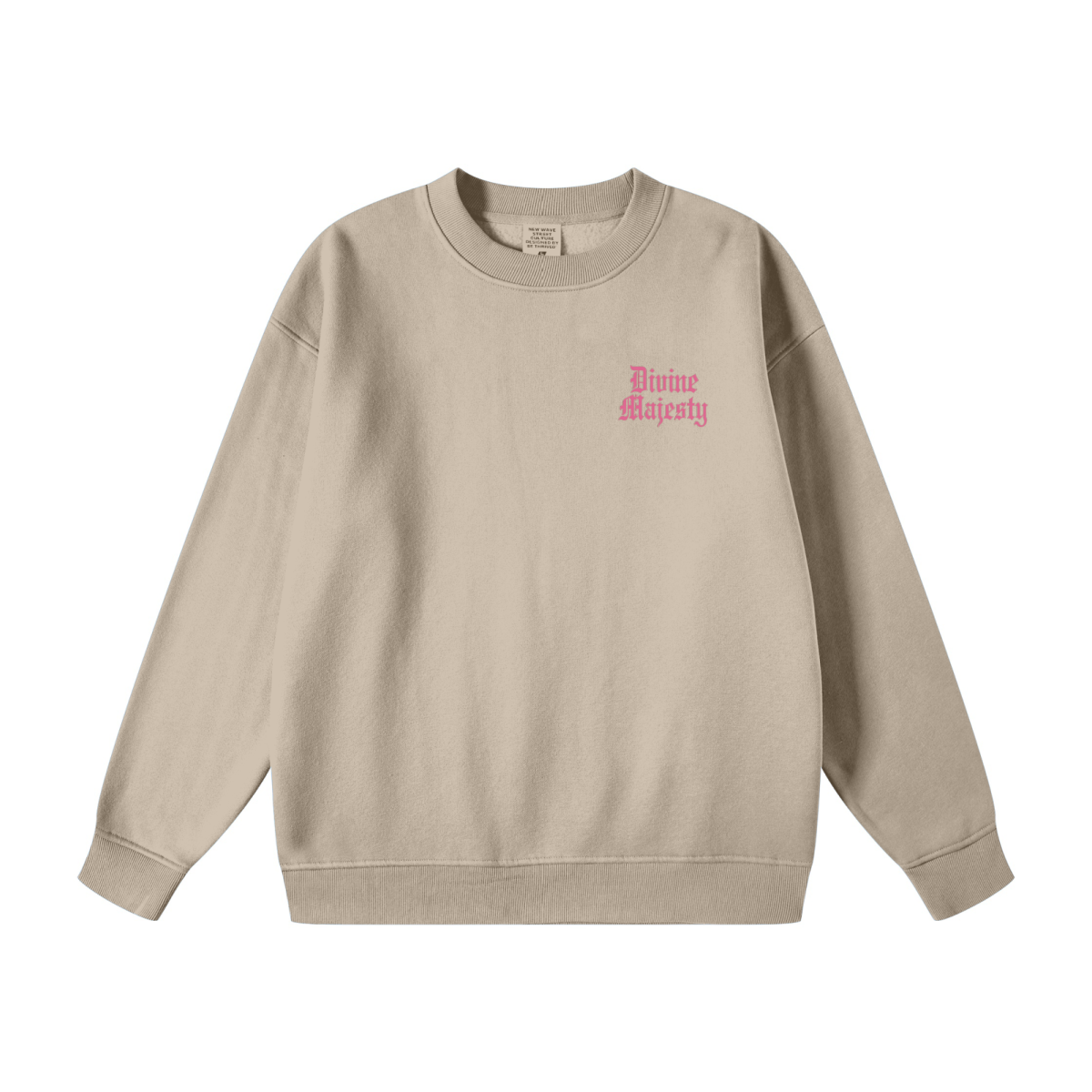 345GSM Women's Fleece-Lined Solid-Color Crewneck Sweatshirt khaki