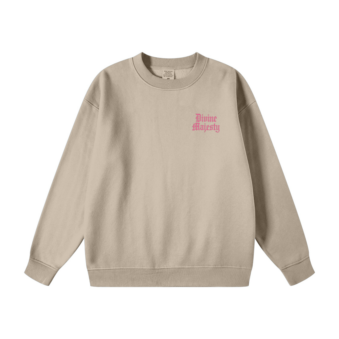 345GSM Women's Fleece-Lined Solid-Color Crewneck Sweatshirt khaki