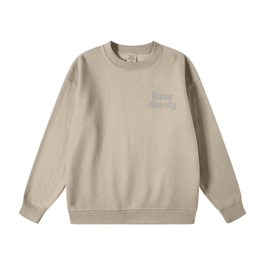 345GSM Women's Fleece-Lined Solid-Color Crewneck Sweatshirt khaki