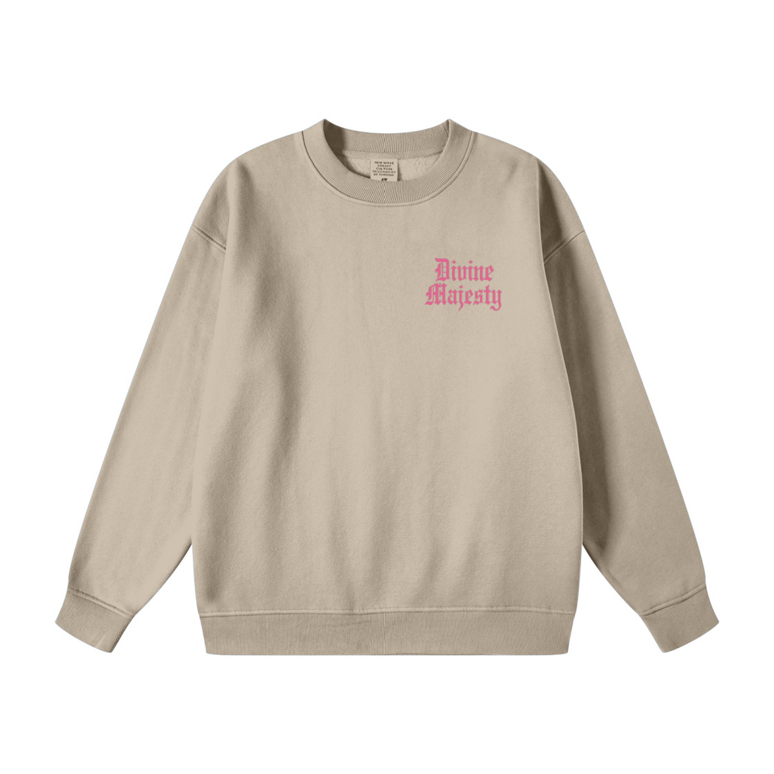 345GSM Women's Fleece-Lined Solid-Color Crewneck Sweatshirt khaki
