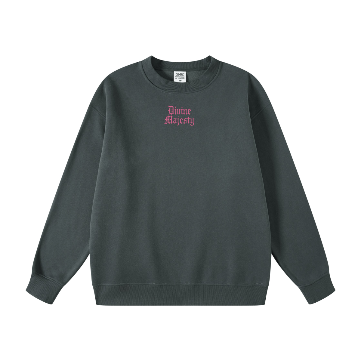 345GSM Women's Fleece-Lined Solid-Color Crewneck Sweatshirt Dark Gray