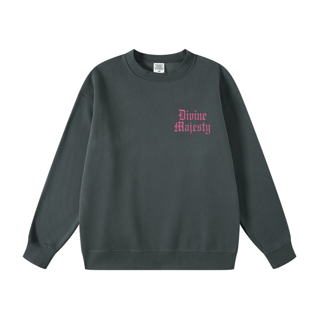 345GSM Women's Fleece-Lined Solid-Color Crewneck Sweatshirt Dark Gray