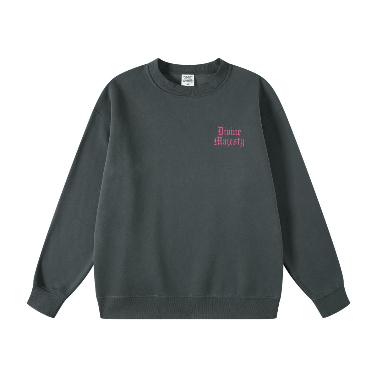 345GSM Women's Fleece-Lined Solid-Color Crewneck Sweatshirt Dark Gray