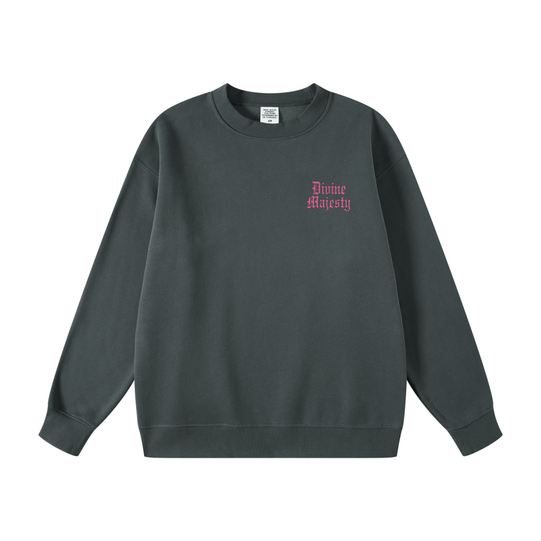 345GSM Women's Fleece-Lined Solid-Color Crewneck Sweatshirt Dark Gray