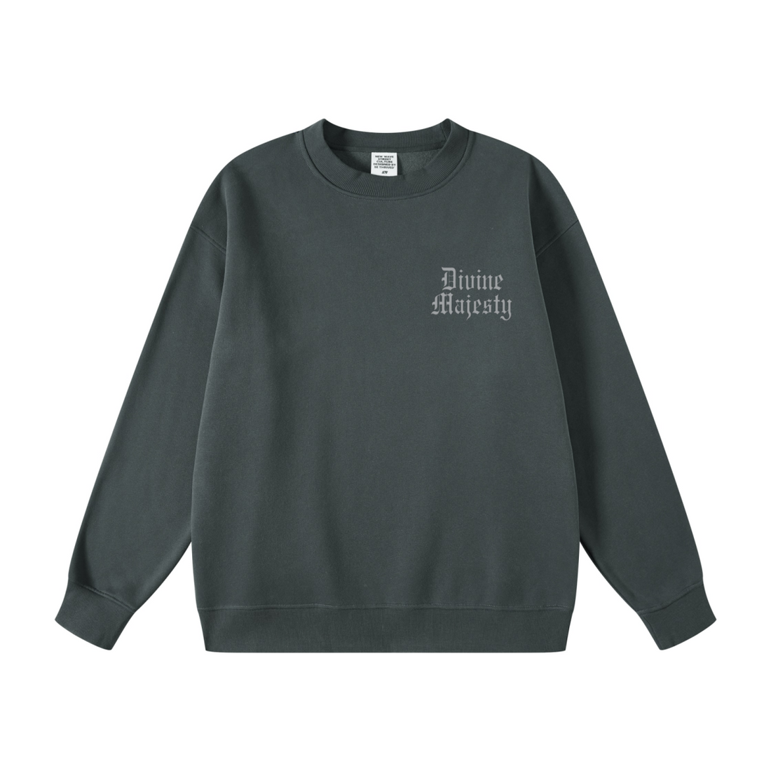 345GSM Women's Fleece-Lined Solid-Color Crewneck Sweatshirt Dark Gray